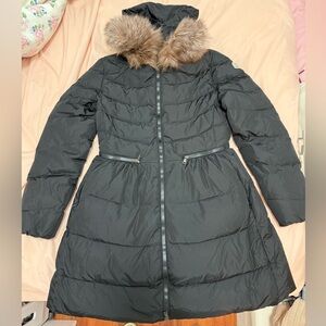 Moncler Vintage Classic Black Fur Coat Size 2